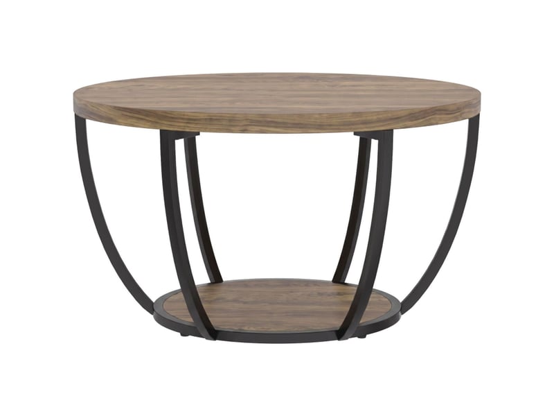  Table basse 80 x 80 x 43 cm à 2 niveaux table de salon finition bicolore marron et noir  - Conforama C