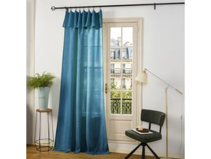 Rideau ajustable 140 x 270 cm + 8 anneaux pinces effet lin evasion paon