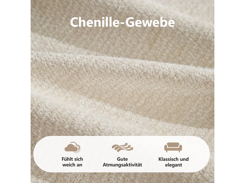  Canapé droit modulable 4 places en chenille beige – 334 x 97 x 68 cm Fay Lum - Conforama E