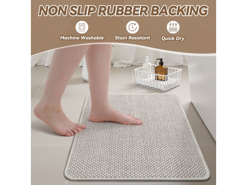  Tapis de bain en chenille antidérapant - 20 x 32 - beige  - Conforama E