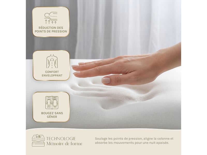  Matelas mémoire de forme - 30 cm - quintessence 80x200 cm - blanc 3MA507.0820 - Conforama D