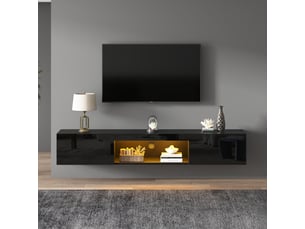 Meuble tv coloris noir 160 cm <strong>KORFEE</strong> <strong></strong>