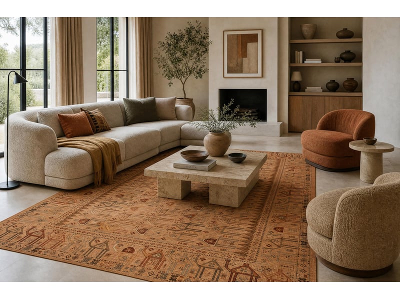 Tapis en laine kashqai 4304 100 oriental, ethnique, couleur saumon bordeaux 135x200 cm - Conforama D