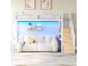Lit mezzanine 90x200 cm <strong>OKWISH</strong>  <strong></strong> coloris blanc