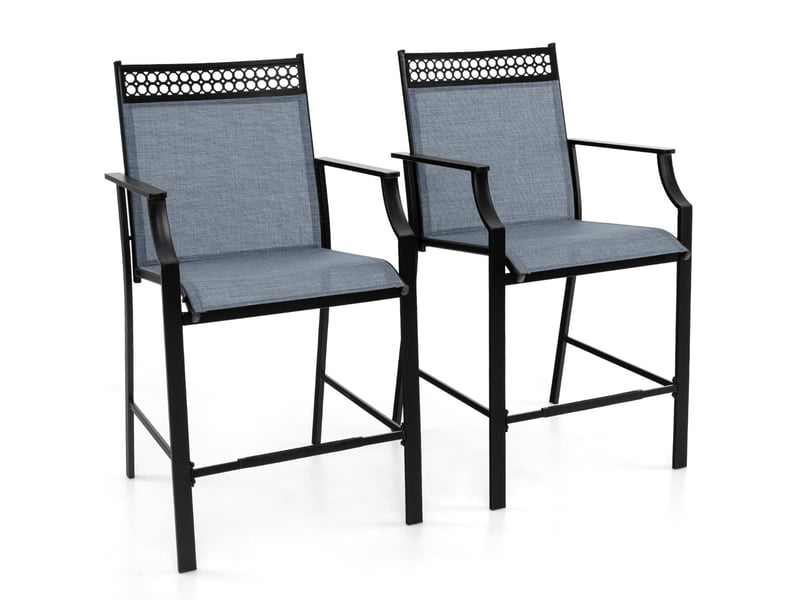  Lot de 2 tabourets de bar 66 x 62 x 114 cm confort optimal et style élégant en métal bleu 20_0012534  - Conforama A