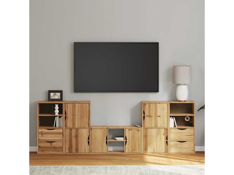  Meubles tv - banc tv - meuble de rangement 5 pcs avec rangement odda bois de pin massif  - Conforama B