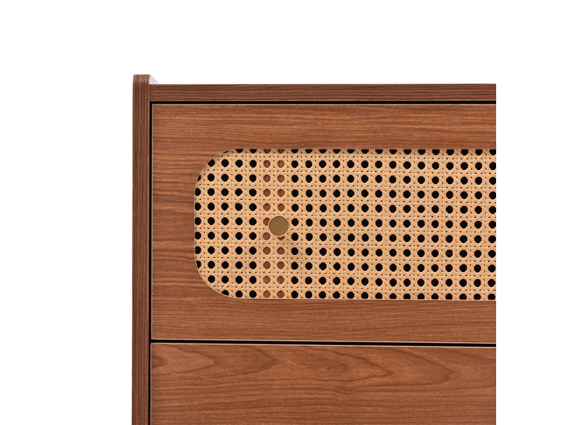  Buffet 6 tiroirs 120x40x90 cm meuble de rangement bois métal couleur noix design moderne  - Conforama E
