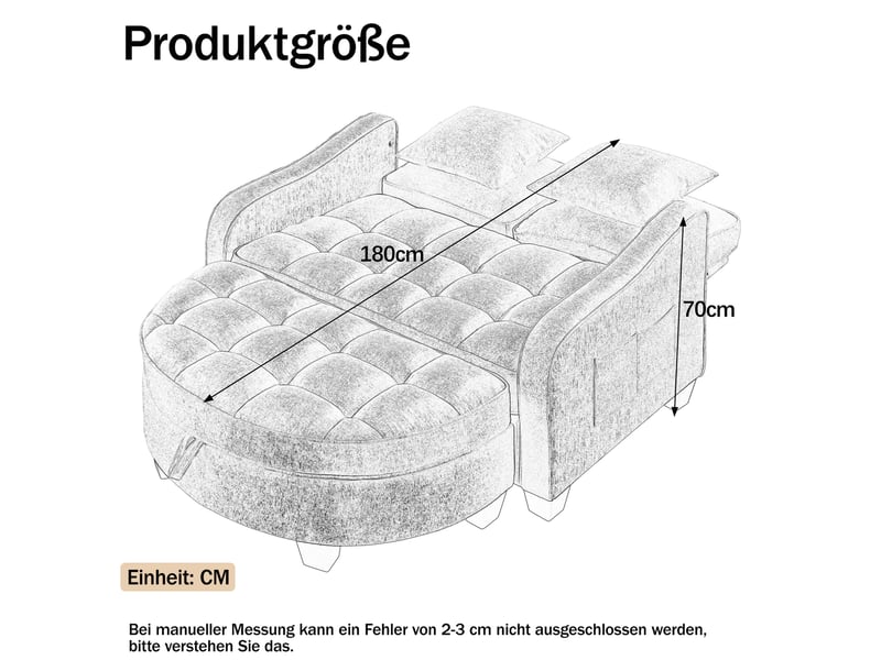  Canapé droit convertible 1 place en tissu bleu avec pouf de rangement, idéal pour les petits espaces  - Conforama C