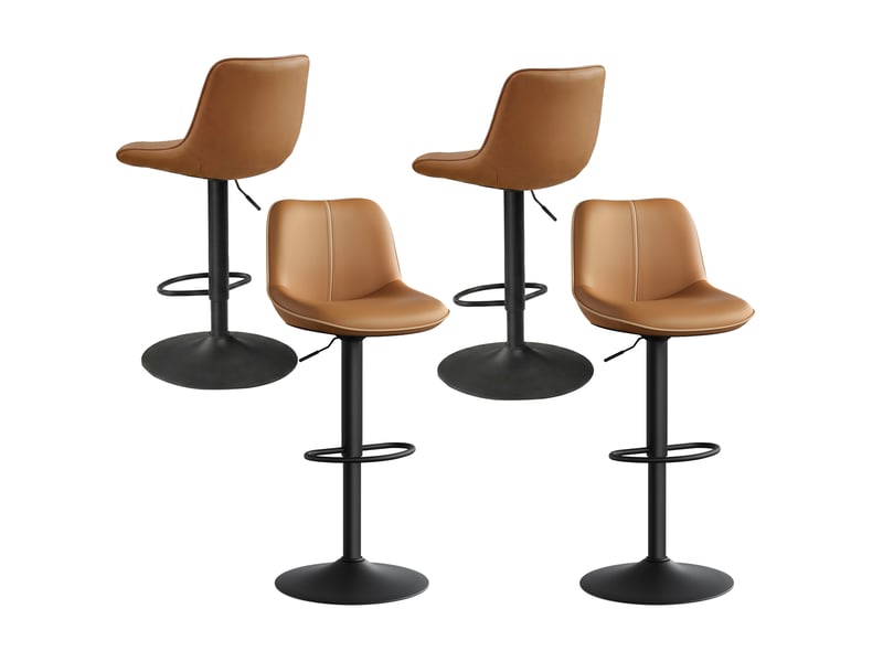  Lot de 4 tabourets de bar, réglables en hauteur, pivotants, pu, marron  - Conforama A