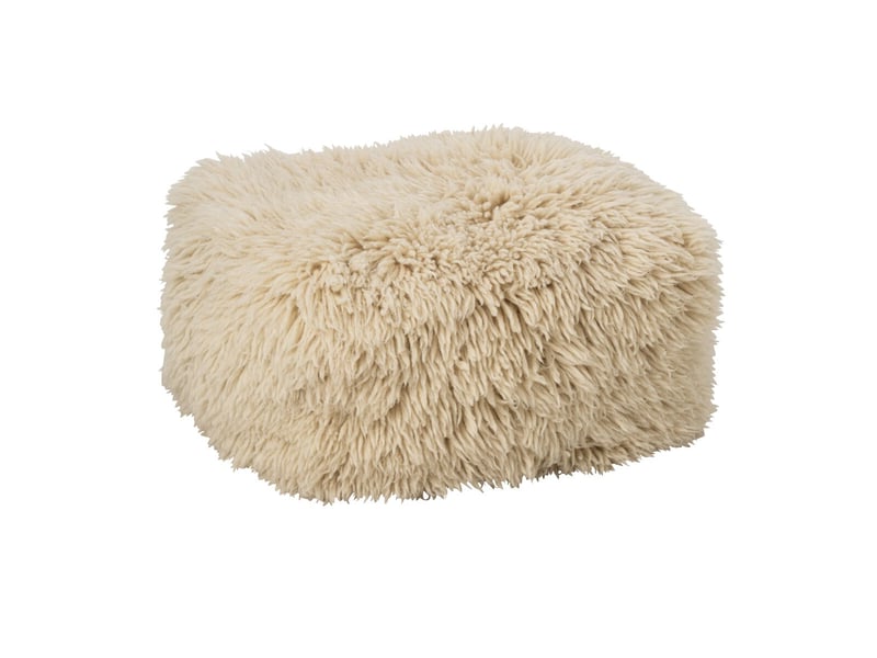  Pouf poils longs en laine olivier 60cm écru  - Conforama A