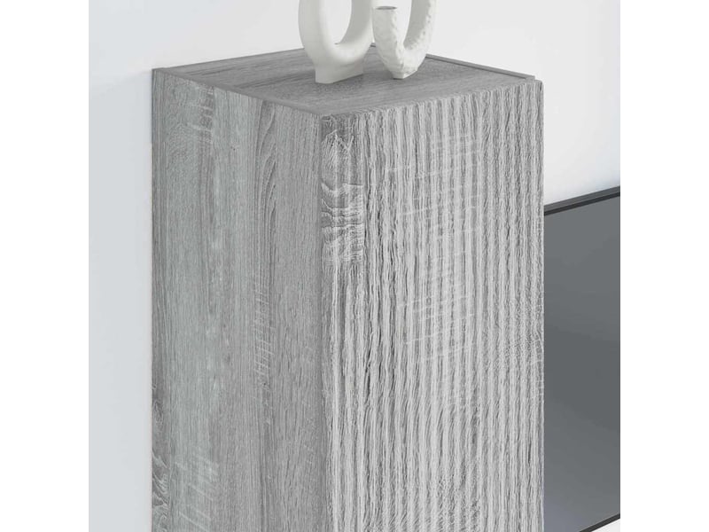  Meuble tv - banc tv - meuble de rangement mural 2 pcs gris sonoma bois d'ingénierie  - Conforama D