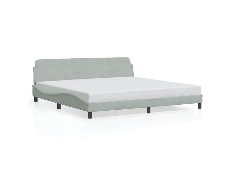  Lit double- lit adulte -  cadre de lit dover gris clair 200x200 cm velours  - Conforama A