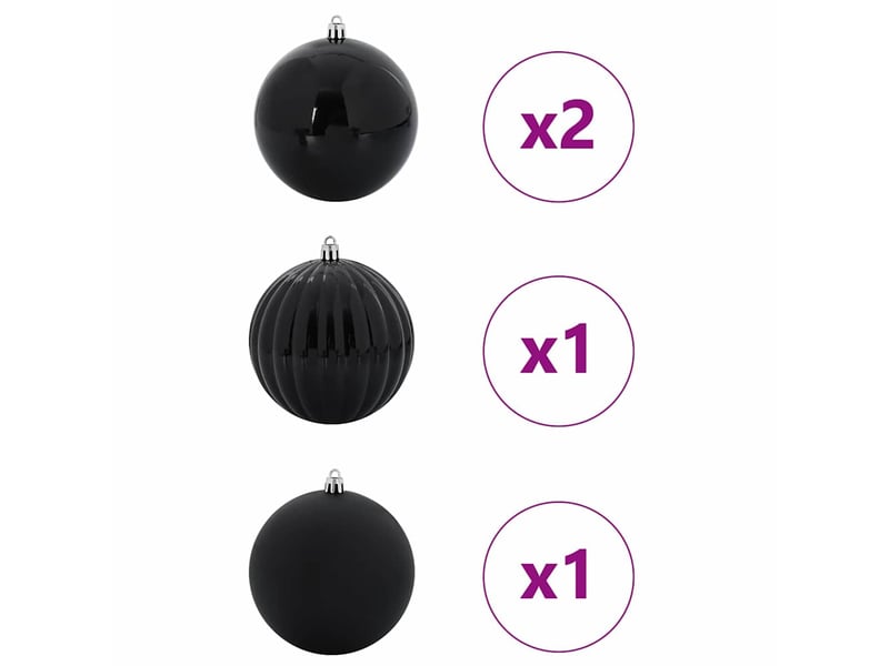  Ensemble de boules de noël xxl 4 pcs noir ø 20 cm plastique  - Conforama C