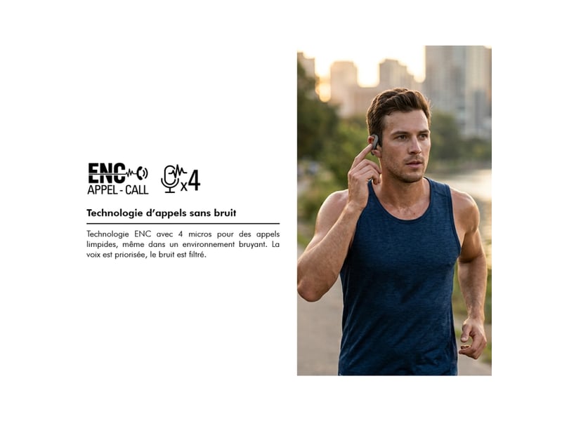  Écouteurs sans fil airsport ii à conduction aérienne avec enc son immersif force play gris FPYOWSAIRSPORT2RG - Conforama D