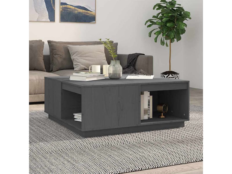  Table basse - table de salon - table à thé gris 100x101x40,5 cm bois massif de pin  - Conforama B