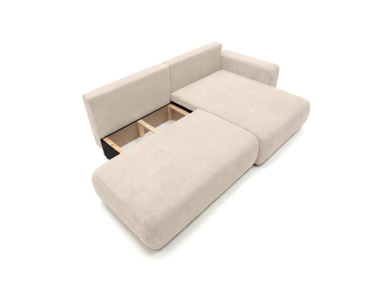 Canapé d'angle max réversible et convertible 5 places alya en velours côtelé - beige ALYA - Conforama E