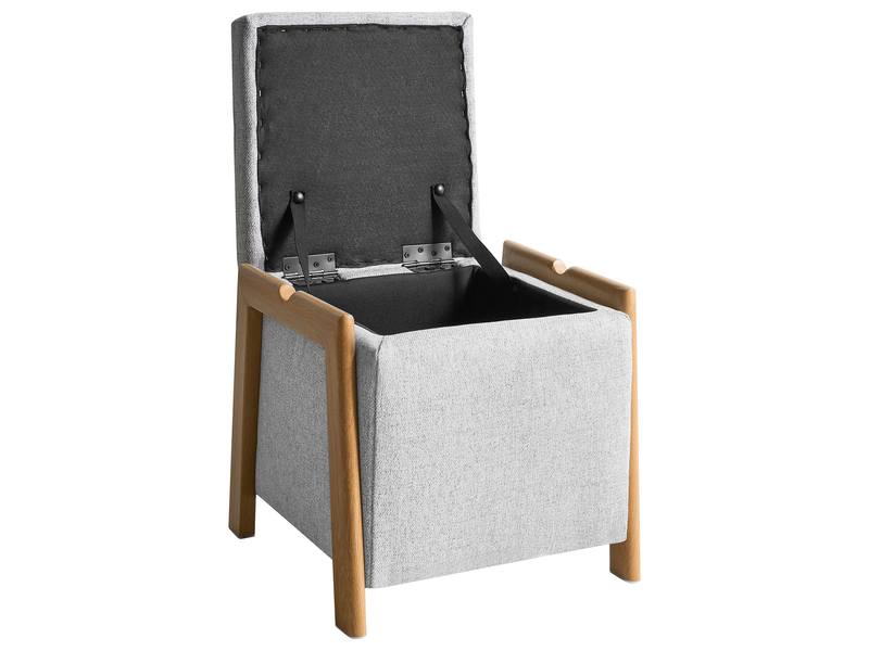 Pouf de rangement edland tissu 45 cm 43 cm gris clair  - Conforama D