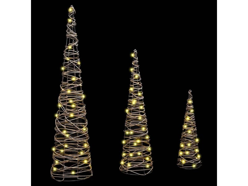  Sapin de noël, arbre de noël 3 pc 90 led blanc chaud 20 x 20 x 80 cm rotin cf60974  - Conforama D