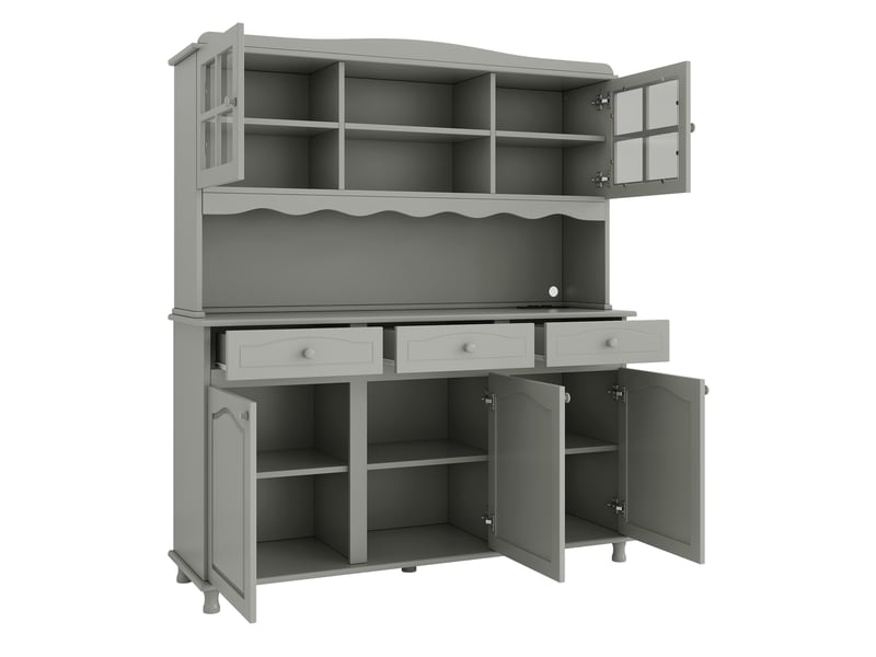  Buffet haut 135 × 40 × 185 cm avec prises, usb et led, gris-vert Fay Lum - Conforama R