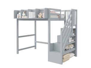Lit mezzanine 90x200 cm <strong>OKMYHOME</strong>  <strong></strong> coloris gris
