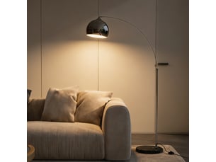 Lampadaire lampe de salon arc réglable pied marbre style vintage 40w e27 dim. 100-115l x 30l x 170-180h cm noir gris