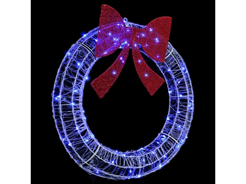  Couronne de noël, décoration de noël 80 led bleu 92 x 92 x 9,5 cm acrylique cf61761  - Conforama D