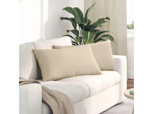 Lot de 2 coussins de canapé, coussins décoratifs tissu crème 80 x 40 cm cf58824