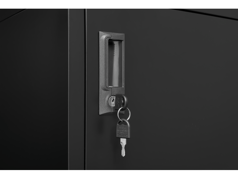  Armoire de rangement bureau 6 portes 90x40x100cm noire acier, casiers avec serrures  - Conforama E