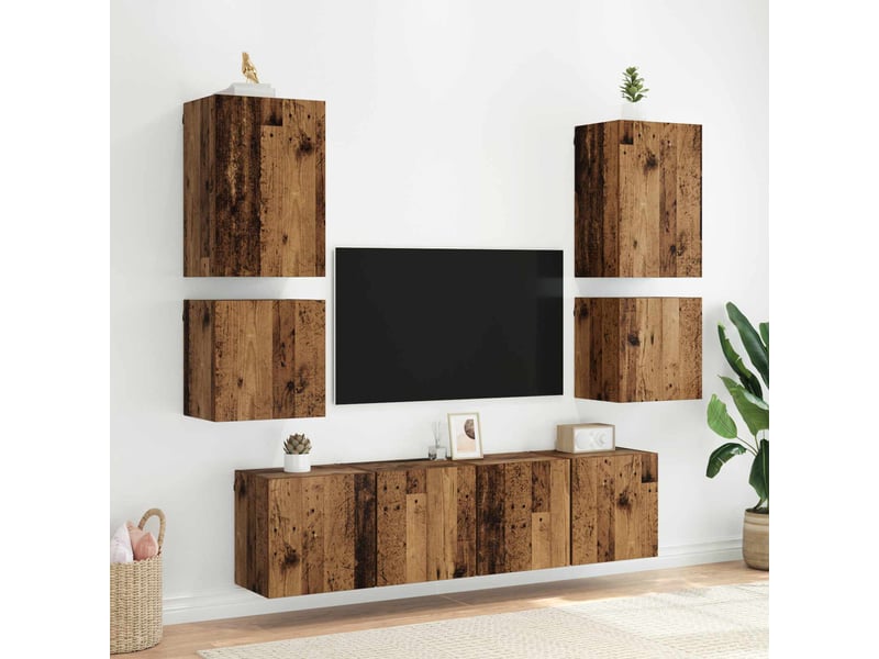  Meuble tv - banc tv - meuble de rangement mural 40,5x30x40cm bois ancien bois d'ingénierie  - Conforama D