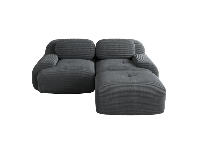 Canapé d'angle modulable en velours côtelé, gris, 208 x 178 x 70 cm Fay Lum - Conforama A