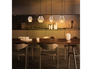 Globo daren suspension de bar, noir mat, abat-jour en verre ambré, 4 x e27