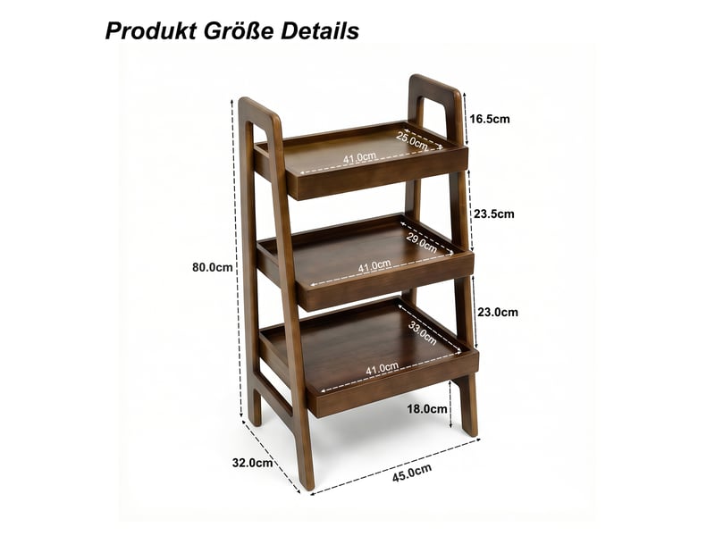  Étagère échelle bois massif 3 niveaux - bout de canapé noyer autoportant pour salon et chambre  - Conforama C