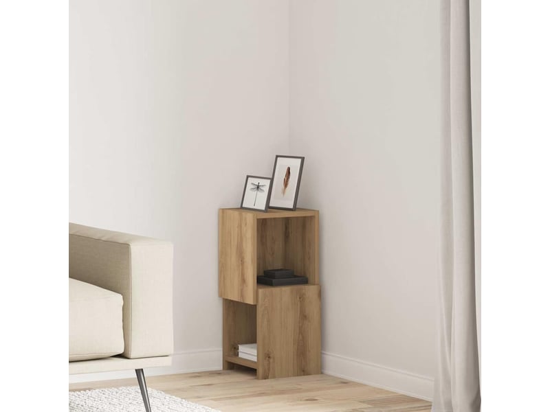  Meuble d'angle, meuble de rangement salon 25,5x25x55cm bois d'ingénierie chêne artisanal  - Conforama B
