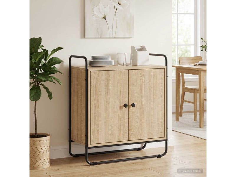  Buffet salon, buffet de rangement chêne sonoma 68x35x75 cm bois d'ingénierie shl18200  - Conforama B