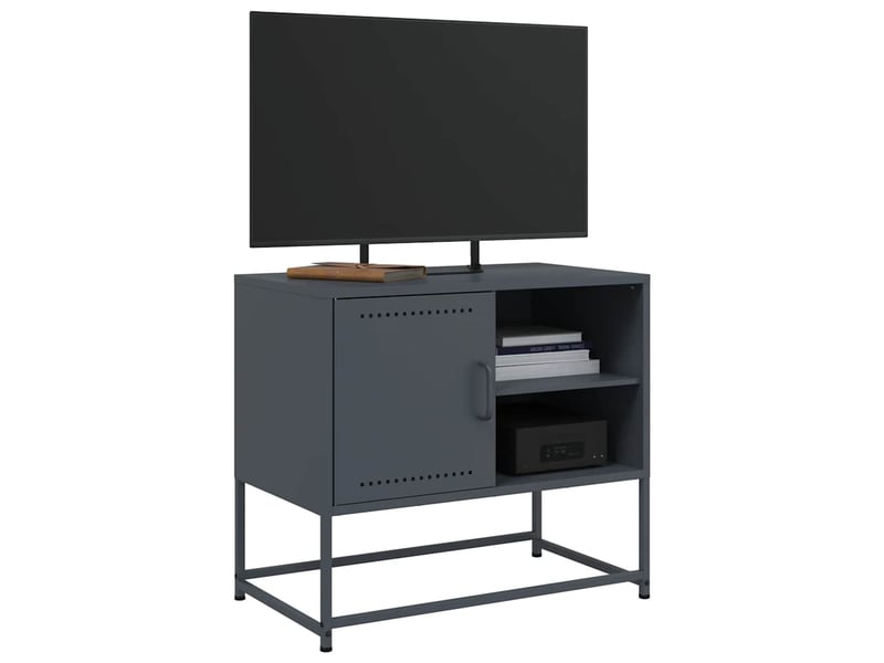  Meuble tv - banc tv - meuble de rangement anthracite 68x39x60,5 cm acier  - Conforama E