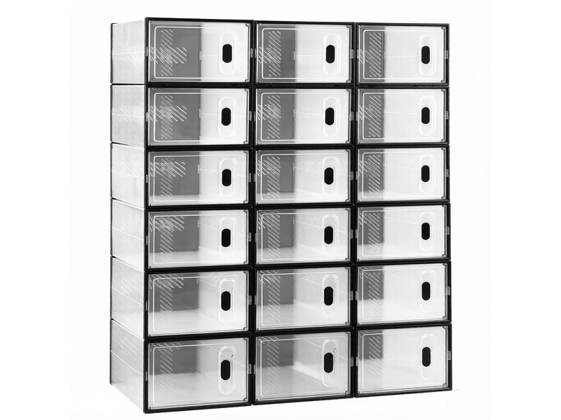 Boîtes rangement modèle modular, 18 pièces empilables, chaussures, livres, jouets, placard, salle bain - Conforama A