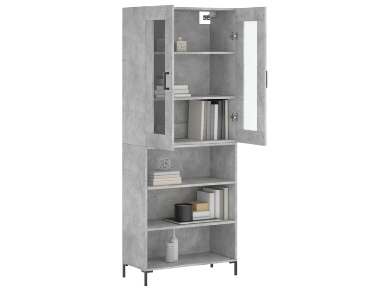 Buffet haut - bahut - meuble de rangement gris béton 69,5x34x180 cm bois d'ingénierie - Conforama C