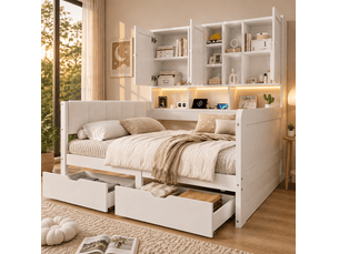 Lit avec rangement 90x200 cm <strong>HAUSS SPOLE</strong> <strong></strong> coloris blanc