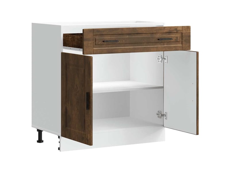 Meuble de rangement, armoire de cuisine porto chêne fumé bois d'ingénierie shl6877 - Conforama E