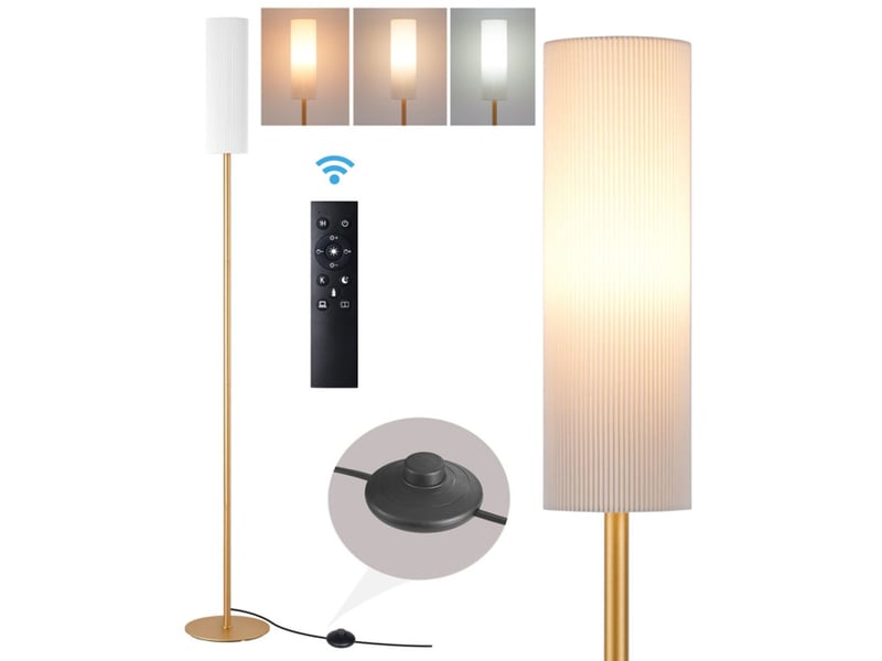  Lampadaire sur pied tissu lin 165 cm or gradation telecommande e27 2700k-6000k 370618_AABIW28203_6_DROPFR - Conforama A