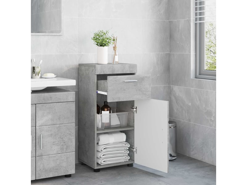  Ensemble d'armoire de salle de bain tulum gris béton cf62985  - Conforama D