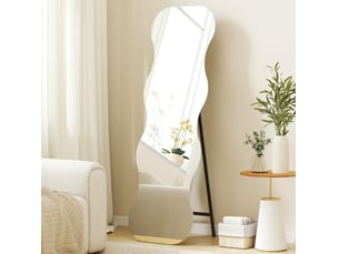 Miroir sur pied 50x160 cm sans cadre ondulé bois noir