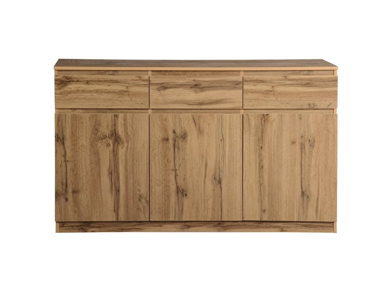  Buffet multifonction effet bois, 3 portes, 3 tiroirs, grande capacité, 135×40×81 cm  - Conforama A
