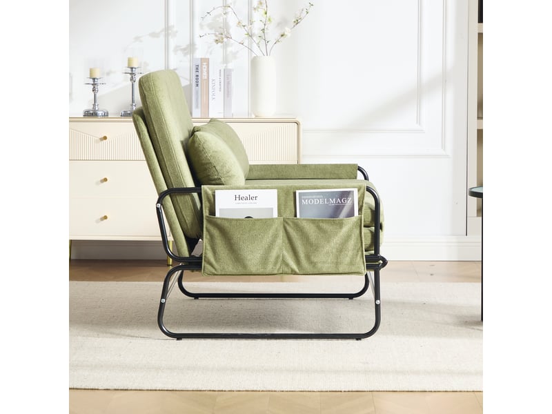 Canapé convertible 2 places chenille olive cadre métal noir design industriel moderne salon - Conforama W