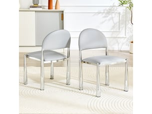 2 chaises de salle à manger modernes - dossier arrondi - assise pu - pieds métal - hauteur 80 cm - sans table