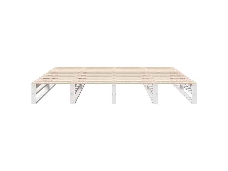  Lit double- lit adulte -  cadre de lit sans matelas blanc 200x200 cm bois massif de pin  - Conforama C