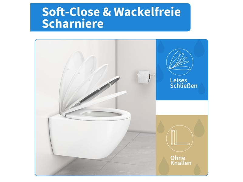  Abattant wc ovale double couche pp robuste, charnières stables, soft-close silencieux, facile à nettoyer, installation rapide PTH_33B85SXU - Conforama C