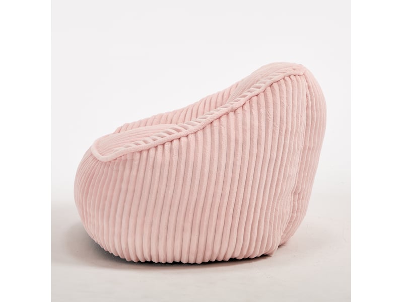  Fauteuil pouf à dossier haut garni de mousse à mémoire de forme, léger et enveloppant, en velours côtelé rose  - Conforama E