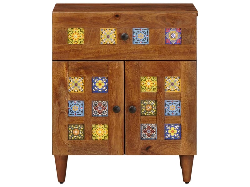  Table de chevet - cabinet de chevet - table de nuit marron 50 x 33 x 60 cm bois de mangue massif  - Conforama C