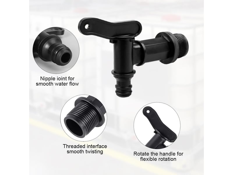 Robinet de réservoir d'eau de pluie 34 pouce, robinet de réservoir d'eau en plastique, récupérateur d'eau, robinet, paquet de 2 XLH-QYH-003672QYH - Conforama D
